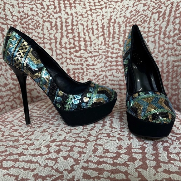Multi-color Sequin Heels - Picture 1 of 8
